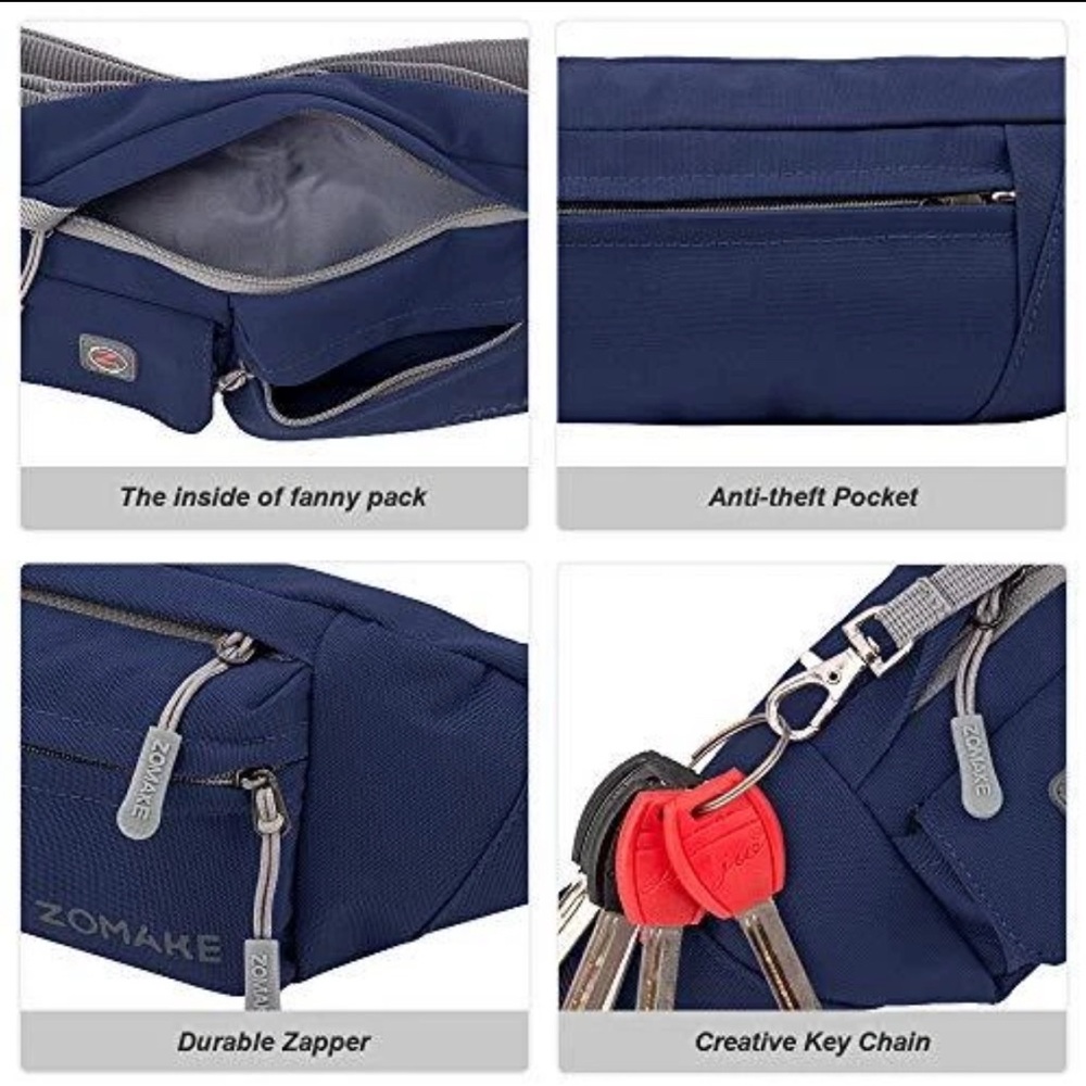 Navy Crossbody‎ Bag with Gray Strap - Picture 3 of 11